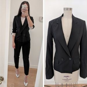 BCBG Black Double Breasted Wool Stretch Blazer -XS